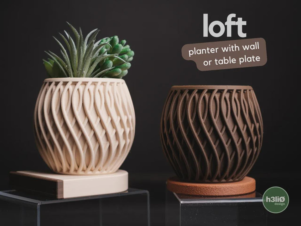 Loft Wall-Mounted Planter, 3D printed in PLA