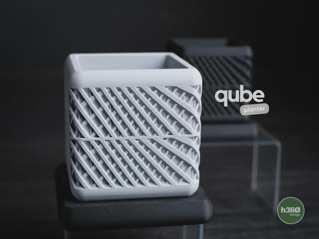 Qube Geometric Planter, 3D printed in PLA