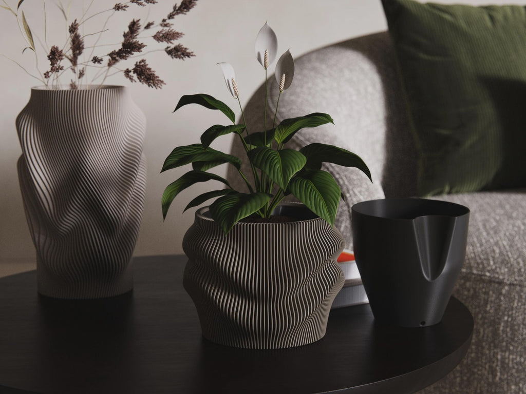 Fjord Wave Self-Watering Flower Pot Set, 3D printed in PLA, view 5 of 16