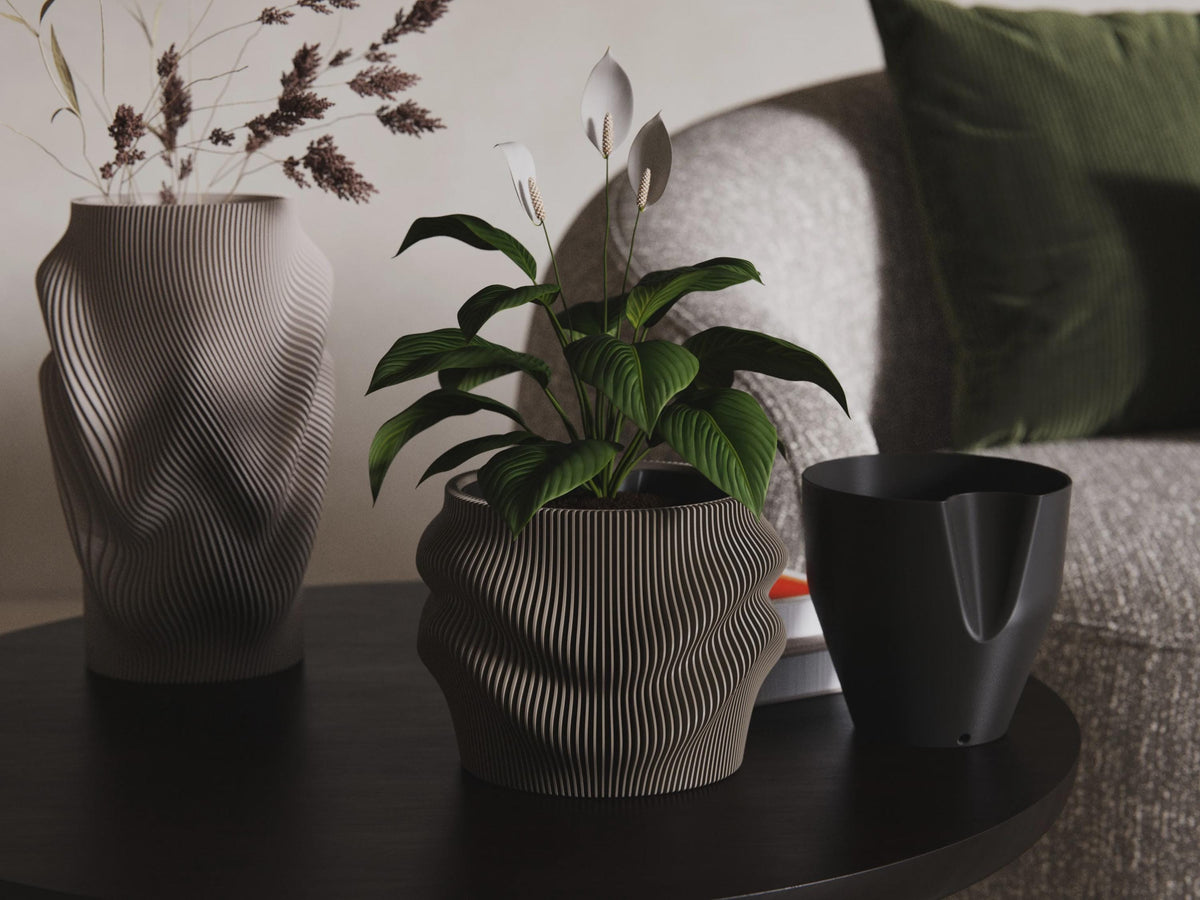 Fjord Wave Self-Watering Flower Pot Set, 3D printed in PLA, view 5 of 16