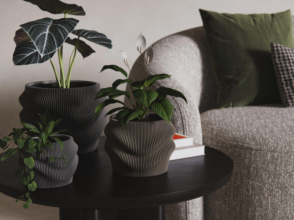 Fjord Wave Self-Watering Flower Pot Set, 3D printed in PLA, view 6 of 16