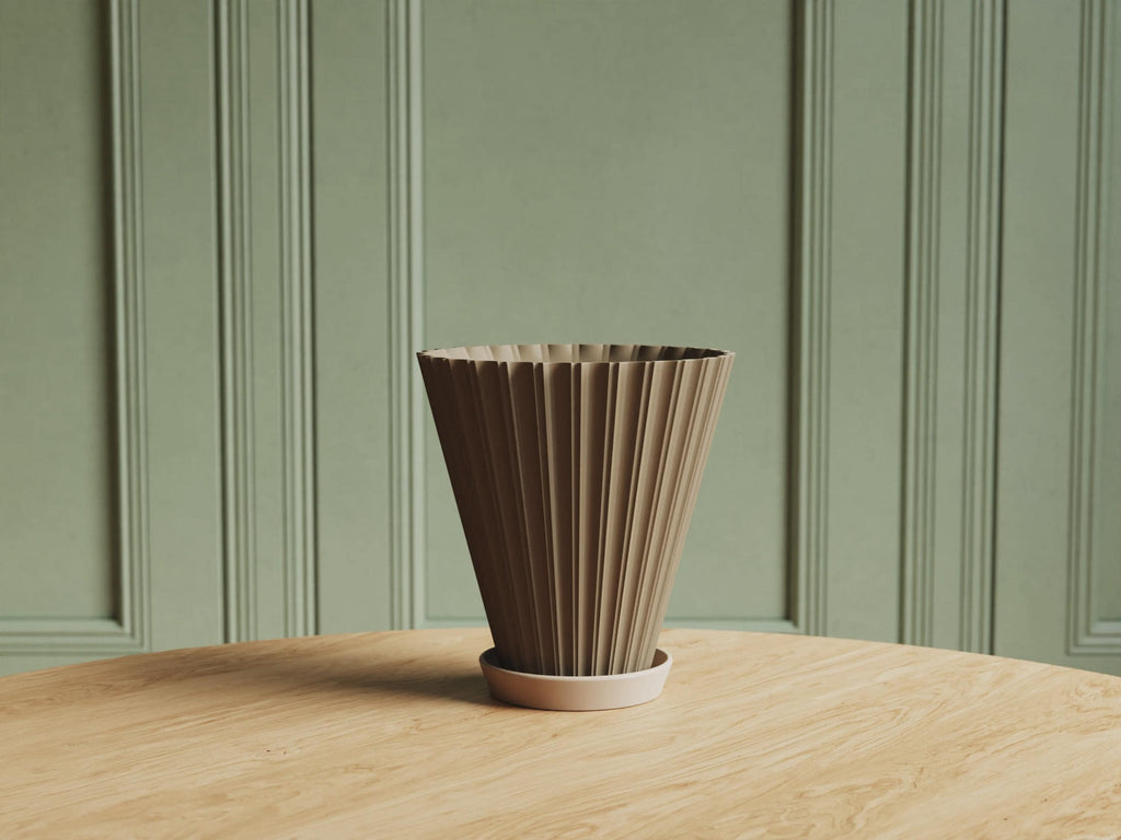 Scandi Fluted Flower Pot with Tray, 3D printed in PLA, view 11 of 14