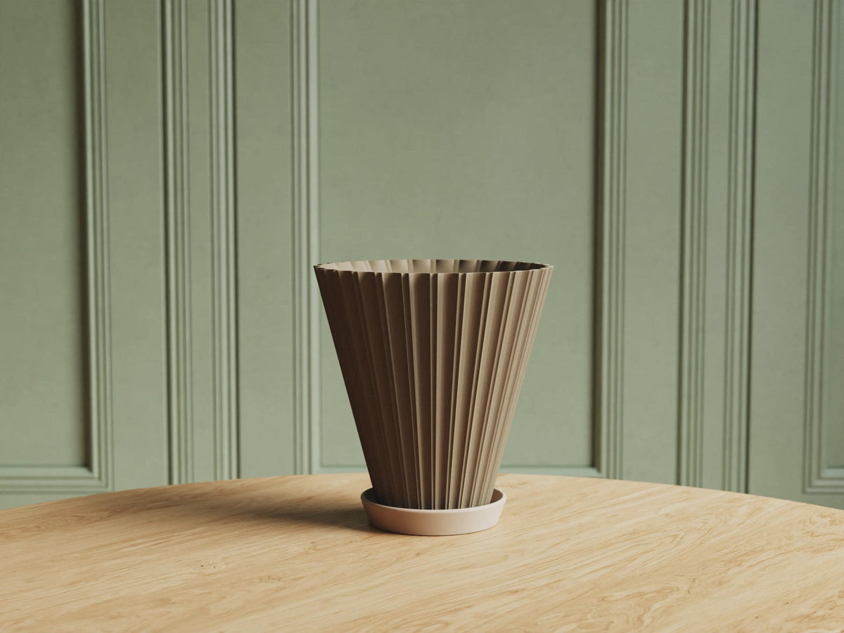 Scandi Fluted Flower Pot with Tray, 3D printed in PLA, view 11 of 14