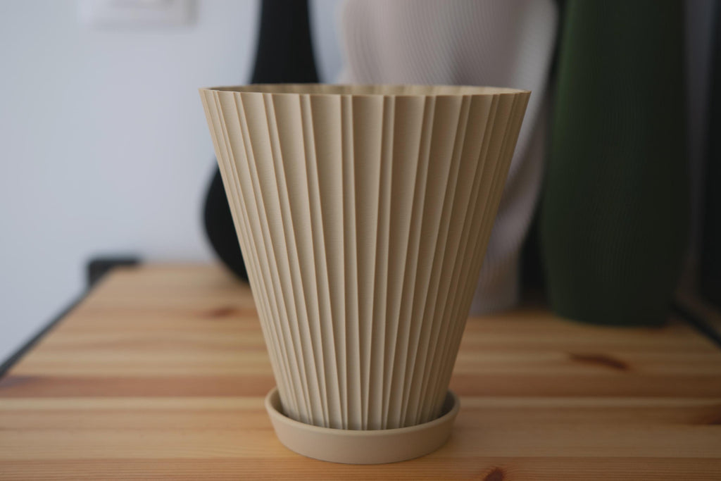 Scandi Fluted Flower Pot with Tray, 3D printed in PLA, view 7 of 14