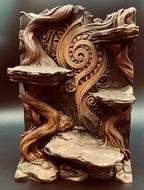 Hand-Painted Maori-Inspired 3D Background, Ships as Shown, 3D printed in PETG, view 2 of 4