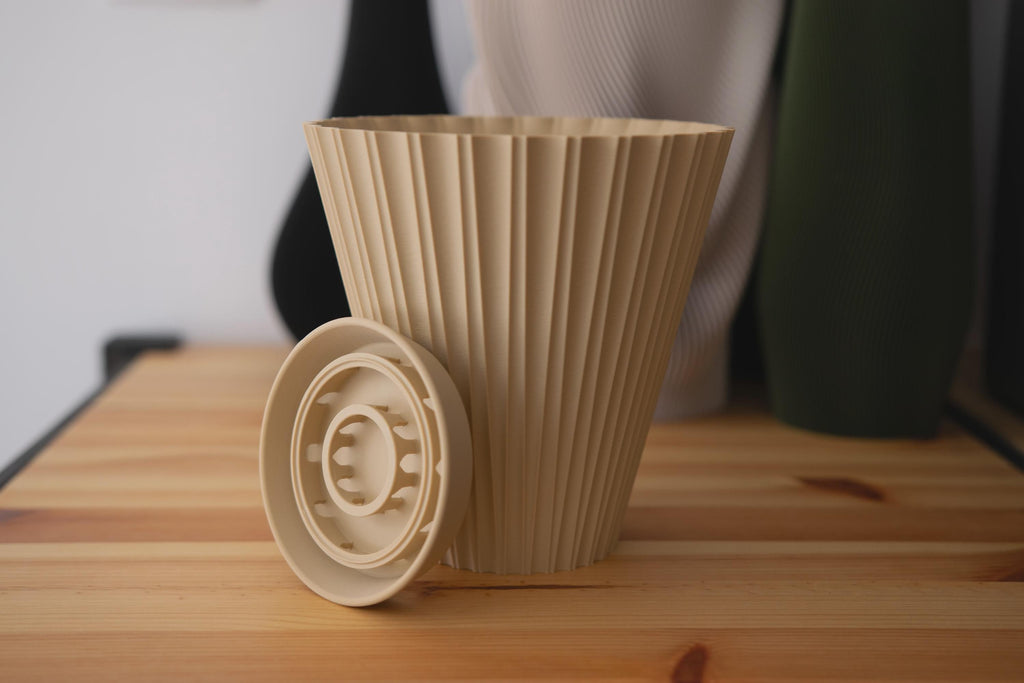 Scandi Fluted Flower Pot with Tray, 3D printed in PLA, view 4 of 14