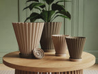 Scandi Fluted Flower Pot with Tray, 3D printed in PLA