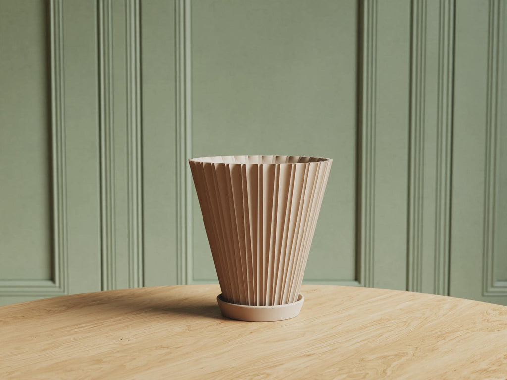 Scandi Fluted Flower Pot with Tray, 3D printed in PLA, view 13 of 14