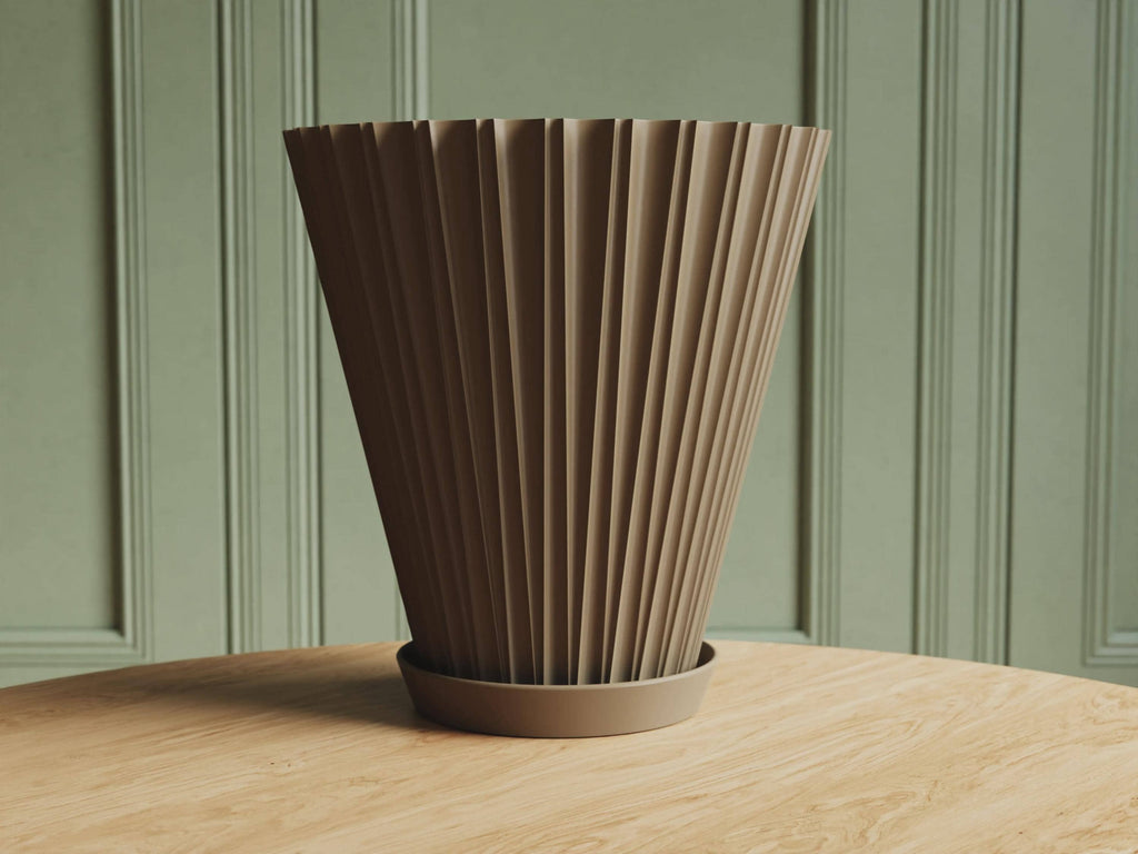 Scandi Fluted Flower Pot with Tray, 3D printed in PLA, view 14 of 14