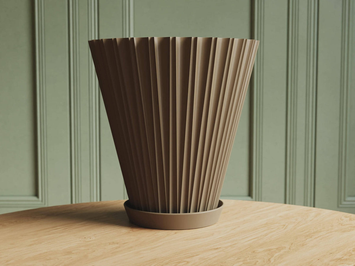 Scandi Fluted Flower Pot with Tray, 3D printed in PLA, view 14 of 14