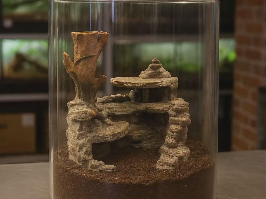 Rock and Root for Tubular Tanks, 3D printed in PETG, for terrariums, vivariums and aquariums Main image