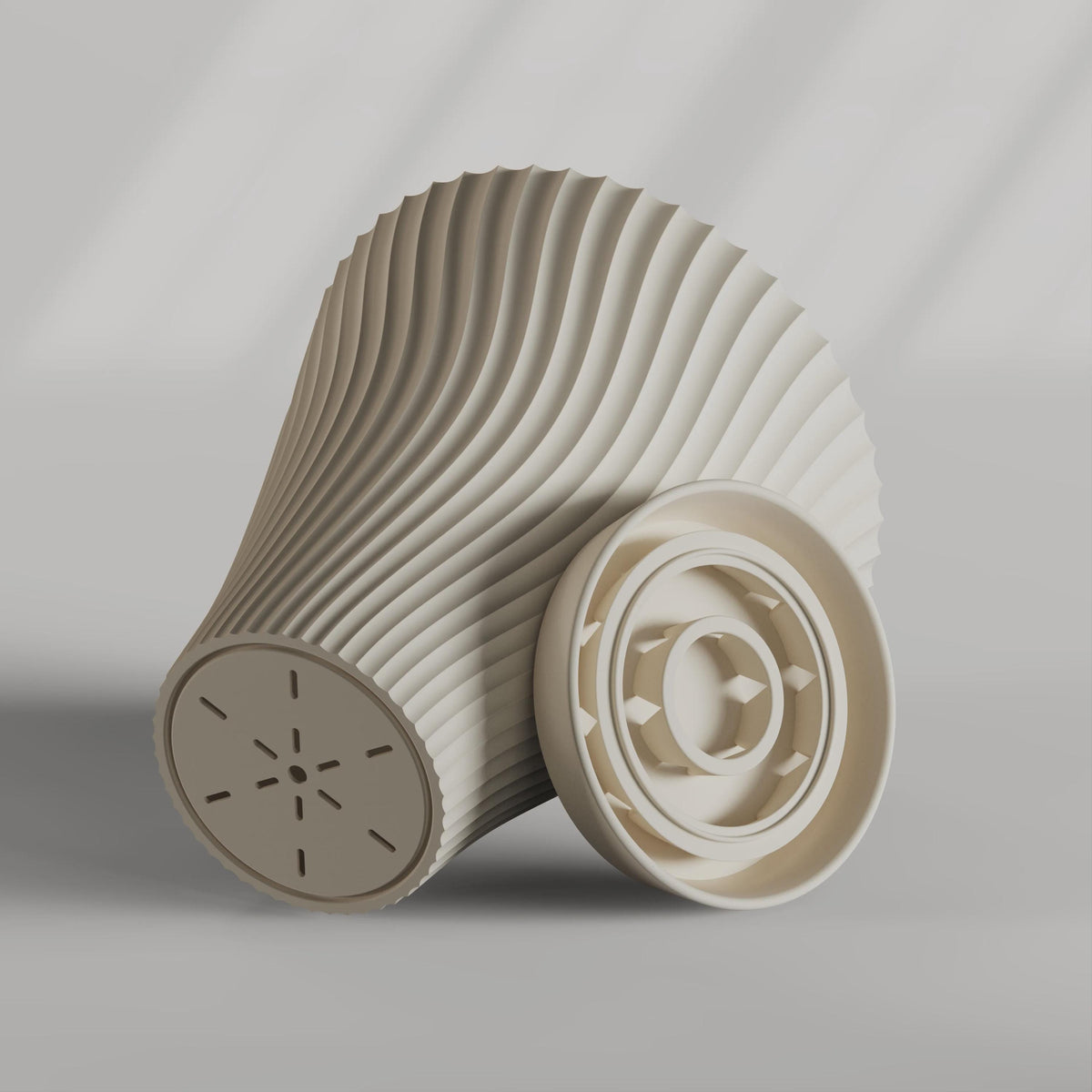 Rippled flower pot, angled view